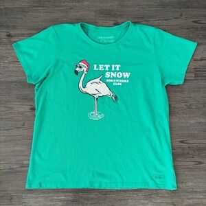 LIFE IS GOOD SOMEWHERE ELSE CRUSHER TEE GREEN WOMENS XL
